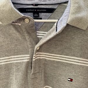 Great Tommy Hilfiger Gray with White Cotton Polo Men's XXL - like new!
